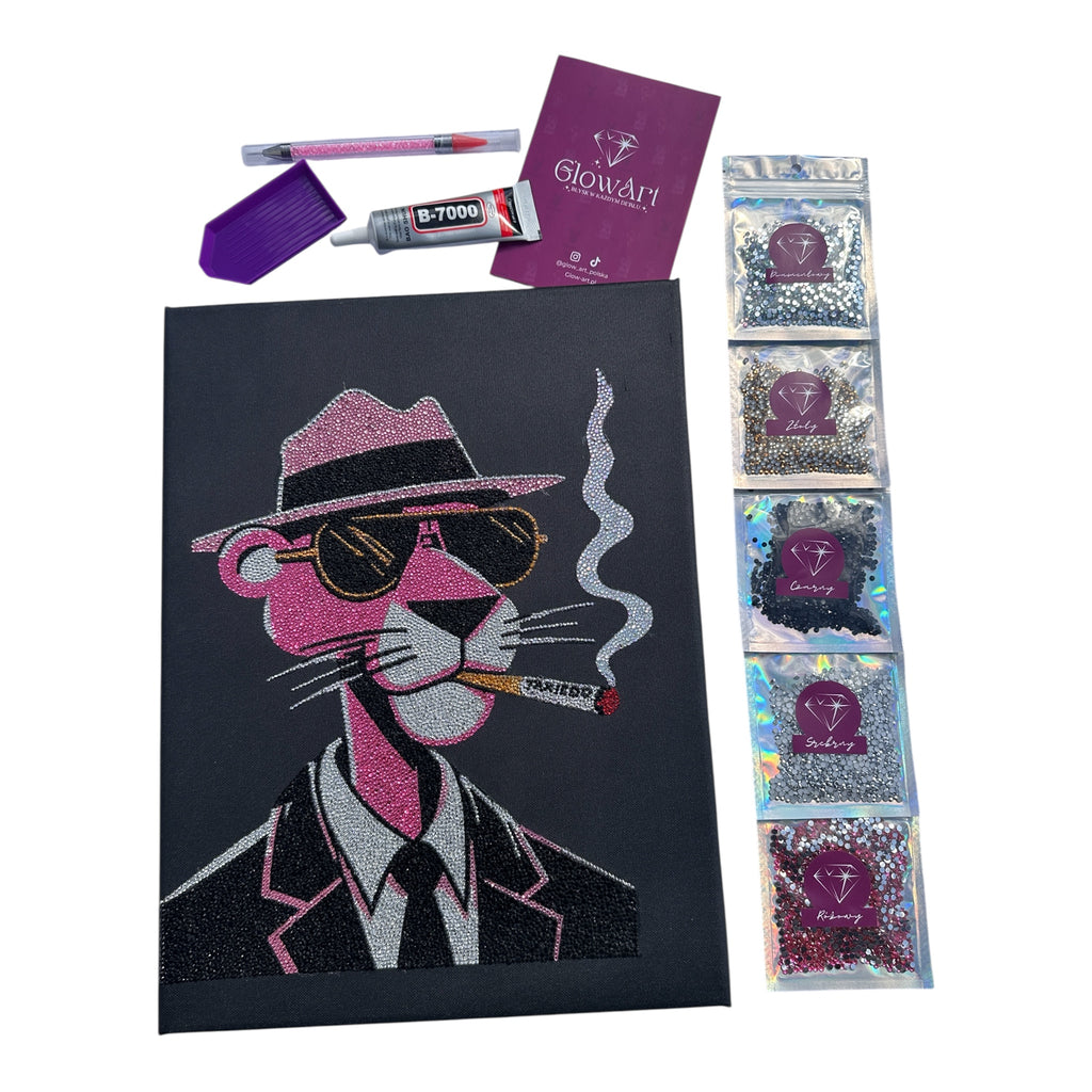 Różowa pantera z papierosem